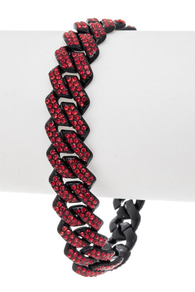 Red Crystal Cuban Link Bracelet | Ruby Reign Statement Bracelet | J. Elise Boutique