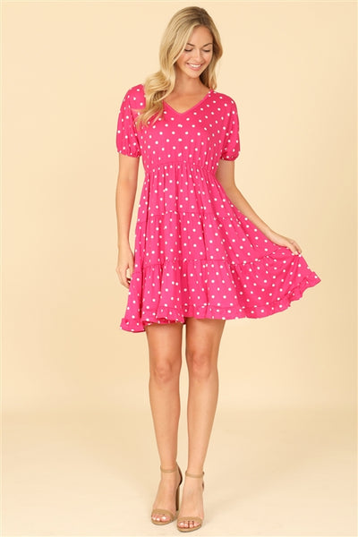 Pink Monroe Polka Dot Babydoll Mini Dress