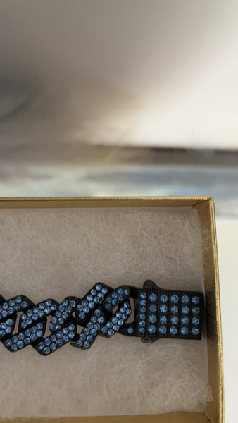Blue Crystal Cuban Link Bracelet | Sapphire Luxe Statement Bracelet | J. Elise Boutique