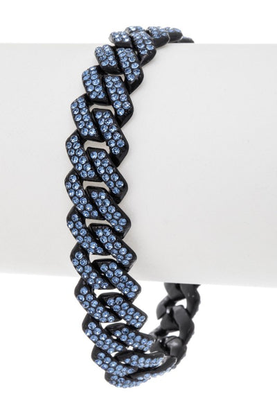 Blue Crystal Cuban Link Bracelet | Sapphire Luxe Statement Bracelet | J. Elise Boutique