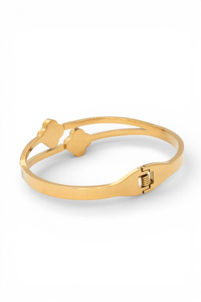 Luxe Clover Gold-Plated Bangle Bracelet