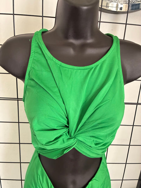 Make Reservations Kelly Green Cut Out Midi Dress