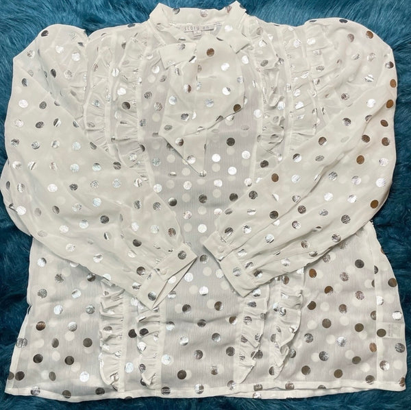 Monroe White Sheer Polka Dot Blouse