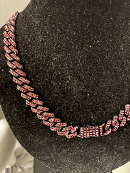 Pink Crystal Cuban Link Necklace | Blush Boss | J. Elise Boutique