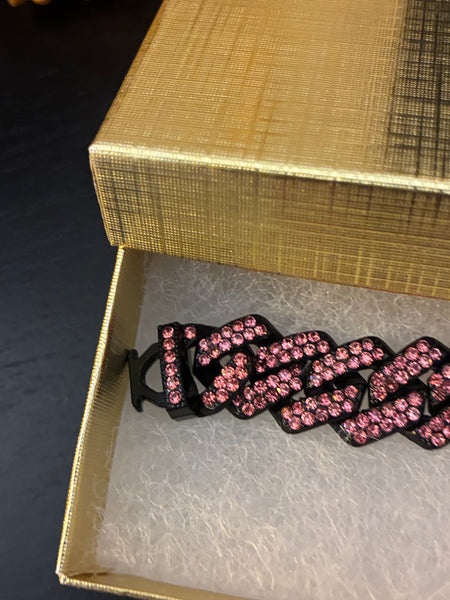 Pink Crystal Cuban Link Bracelet | Blush Boss | J. Elise Boutique