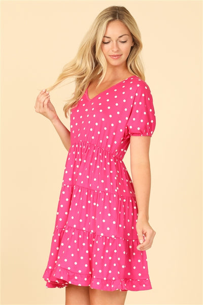 Pink Monroe Polka Dot Babydoll Mini Dress