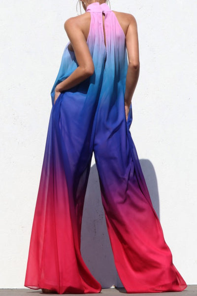 Dream Drip Ombré Multi Color Flowy Wide Leg Jumpsuit