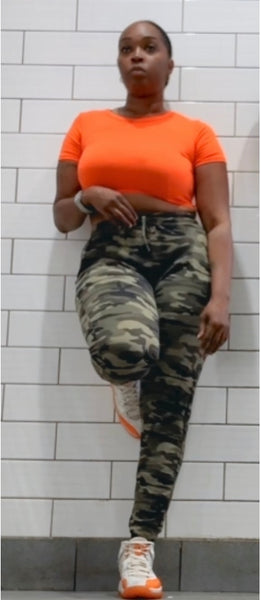 Camo Chic Army Green Camouflage High-Waisted Sweatpants Joggers