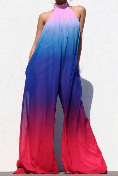 Dream Drip Ombré Multi Color Flowy Wide Leg Jumpsuit