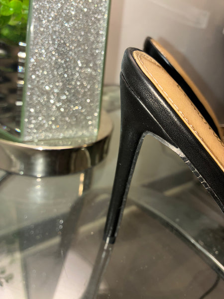 The Love Edit Buckle Mule Stiletto – Square Toe Statement Heel - Black