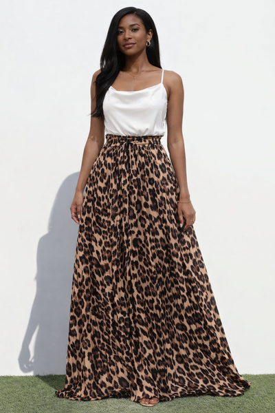 Safari Noir Leopard Print Maxi Dress