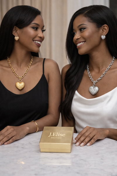 Amour Luxe Heart Pendant & Earrings Set – Gold