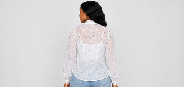 Monroe White Sheer Polka Dot Blouse