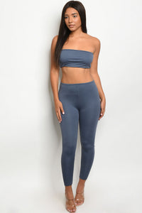 Yes She Did Two Piece Ribbed Bandu Tube Top & Ribbed Leggings Set (2 Colors)