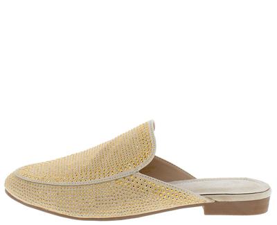 Turns To Gold All Over Rhinestone Slide Loafer Mules