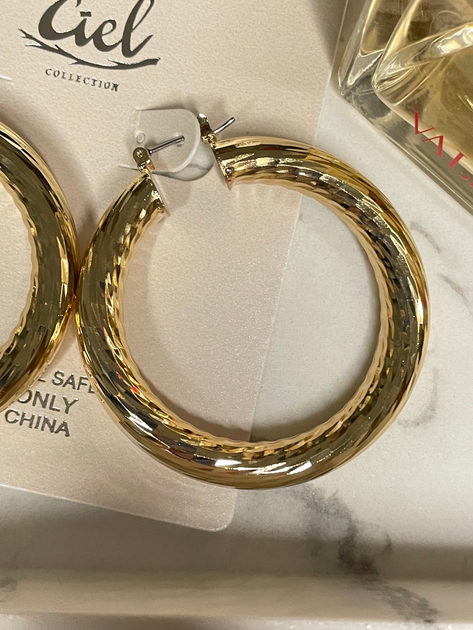 My Way Gold Textured Chunky Hoop Earrings