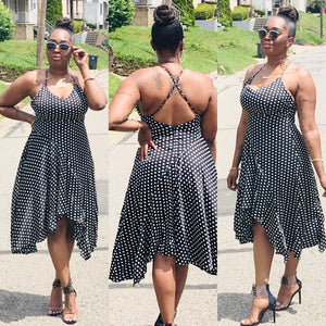 Love Dot Black Polka Dot Skinny Strap Crisscross Back Asymmetrical Mid J Elise Boutique Love Dot Black Polka Dot Skinny Strap Crisscross Back Asymmetrical Mid J Elise Boutique