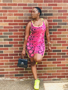 Switch Up Tank Top Hot Pink & Lime Green Detail Snake Print Romper J Elise Boutique Switch Up Tank Top Hot Pink & Lime Green Detail Snake Print Romper J Elise Boutique