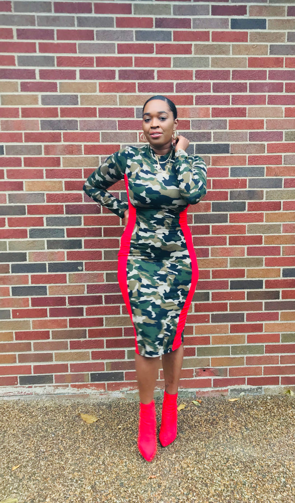 Keep It Camo Long Sleeve Fitted Bodycon Camouflage Print Midi Dress J Elise Boutique Keep It Camo Long Sleeve Fitted Bodycon Camouflage Print Midi Dress J Elise Boutique
