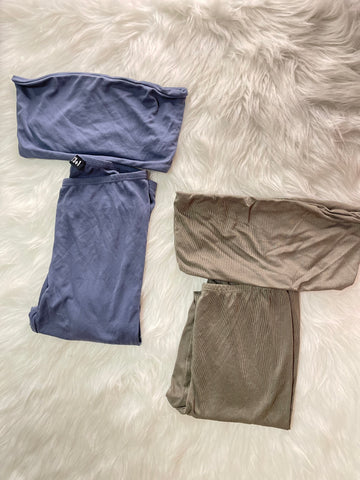 Yes She Did Two Piece Ribbed Bandu Tube Top & Ribbed Leggings Set (2 Colors)